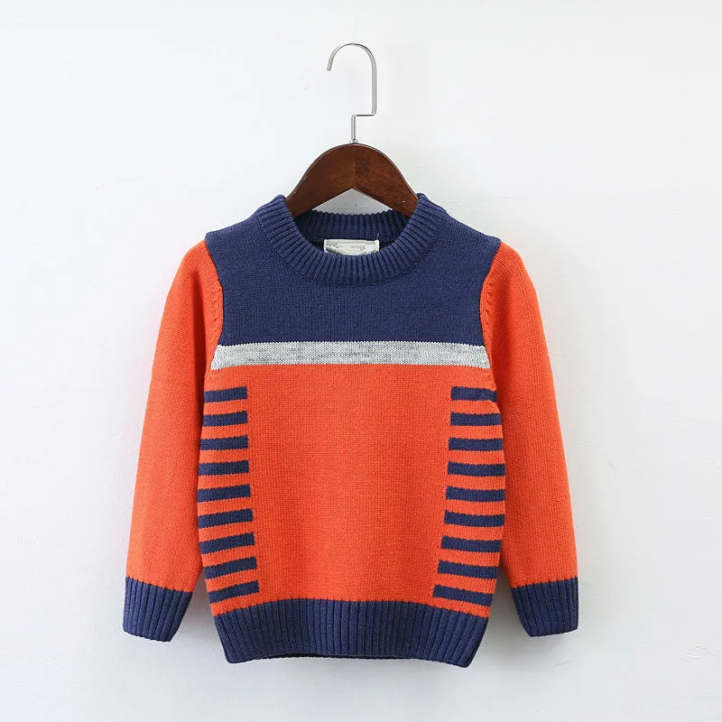 

Boys Sweater O-neck Warm Outerwear 2 Color Patchwork Baby Jumper Autumn Winter Knitted Pullovers Children Clothes