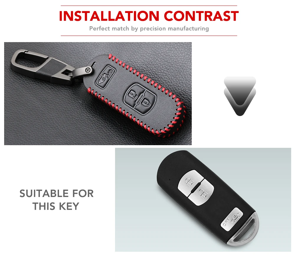 Кожаный чехол для ключей автомобиля Smart Keyless Remote Fob защитный Брелок сумка Mazda 3 CX9 CX3