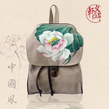 

010318 new hot Chinese style flowers printing canvas backpack
