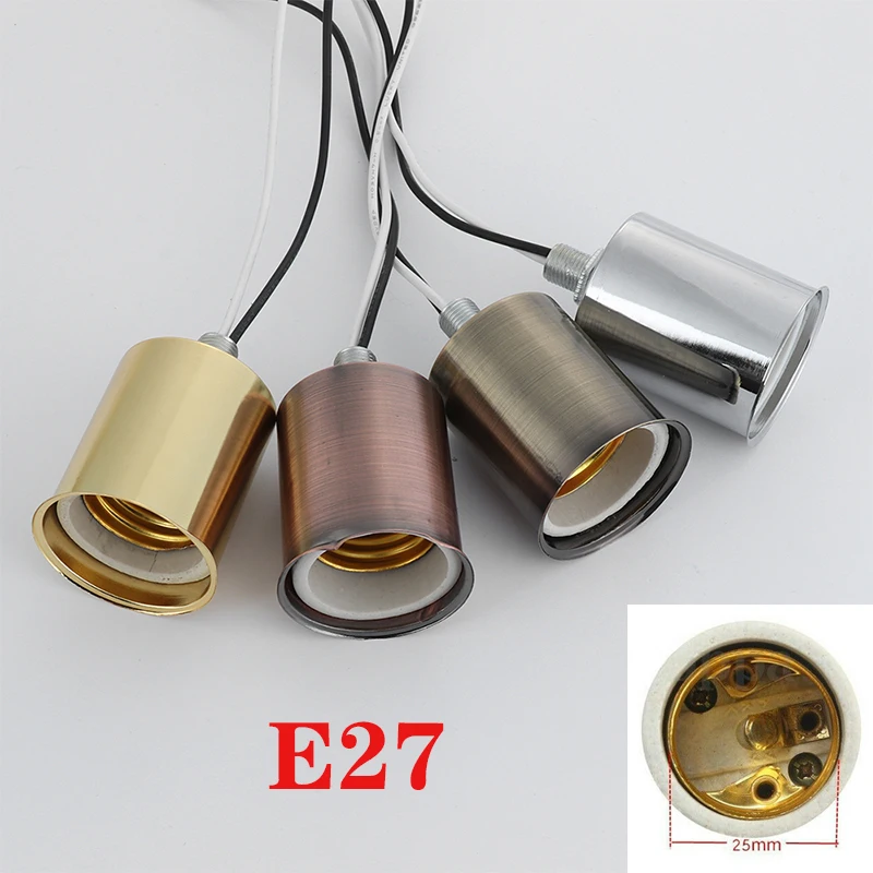 E27 for LED Light Bulb Chrome/Gold/Bronze/Red Bronze Ceramic Screw Base Adapter Decor Lamp Socket  Ceramic Holder Pendant Round