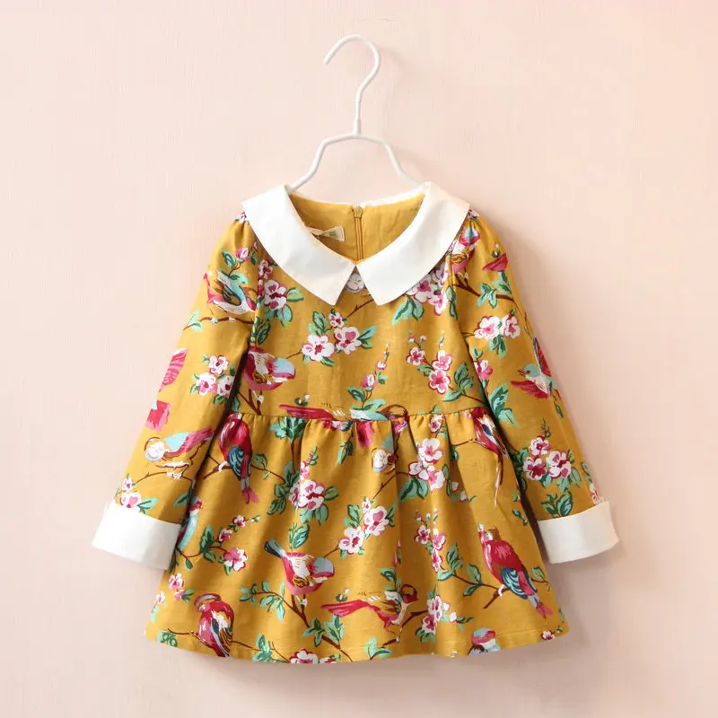 Buy 2015 Kids Girls Vintage floral dress Baby girl long sleeve flower tutu