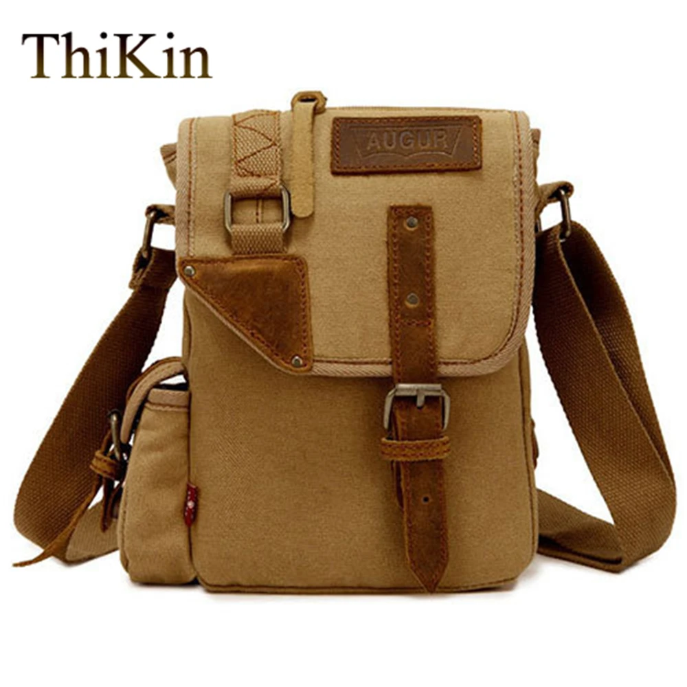 Augur Casual Mobile Sling Strap Crossbody Bag Vintage Men Canvas Messenger Bag Solid Color ...