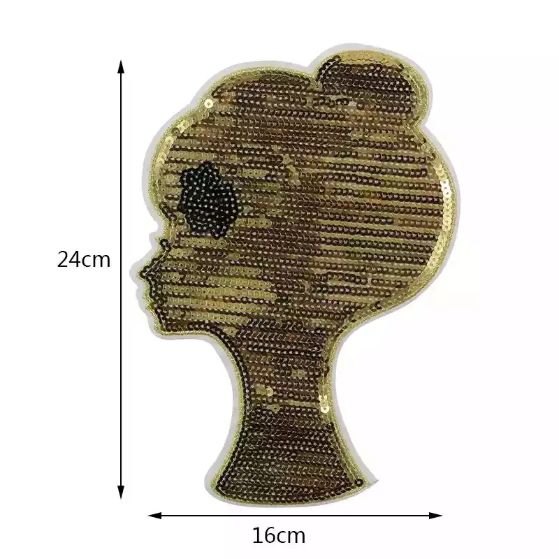 2 шт. большой Красота с блестками для девочек Вышивка патч одежда декоративные платье Аппликации DIY Блестками леди девушка голову патчи гладить на