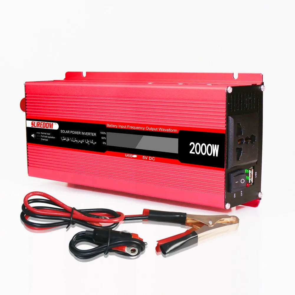 

1000W-2000W Car Inverter 50Hz DC12V to AC220V Sine Wave Car Power Inverter Transformer LCD Display USB Charger Converter Adapter