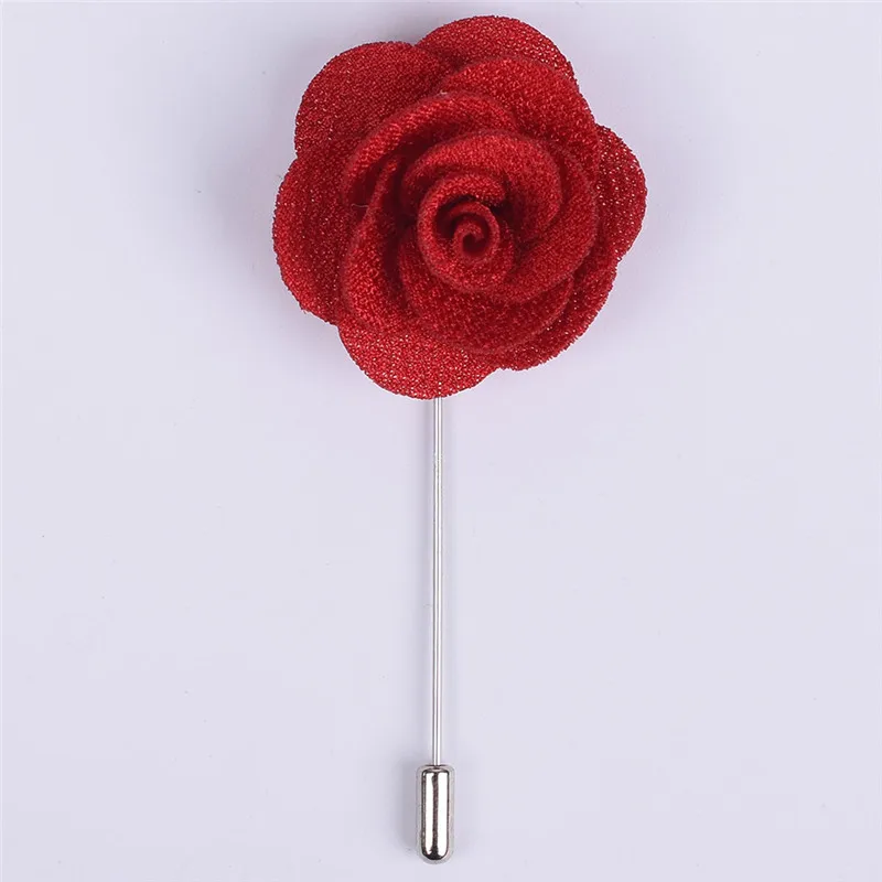 

Prom Best Man Groom Boutonniere Silk Satin Colorful Rose Flower Men Wedding Party Prom Man Suit Corsage Pin Brooch XH011-J