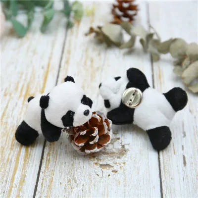 1Pcs Super Cute Panda bear brooch Panda pins Animal brooches Soft Plush Toy Accessories Love Panda Jewelry Kawaii gifts for girl - Окраска металла: small ear round