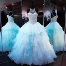 Роскошные платья с кристаллами бальное платье с фатиновой юбкой для выпускного вечера 16 милое платье vestidos de 15 anos