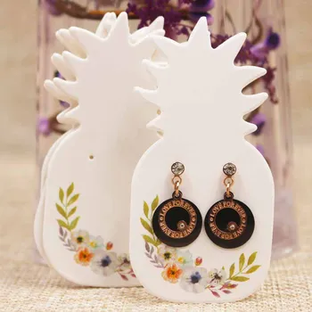 

200pc wholesale pineapple life tree cat pattern cute earring tag card square shape small cute earring packing display tag card