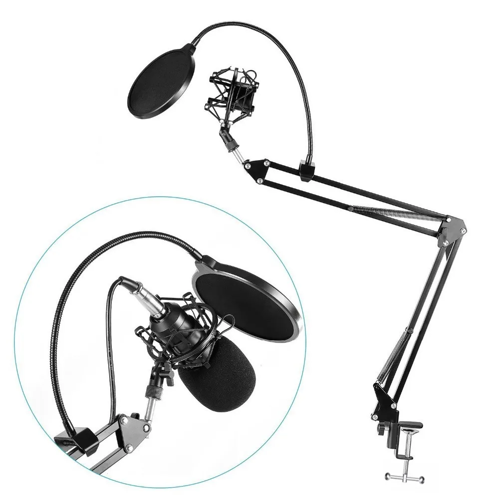 

Ituf Professional Microphone Suspension Boom Scissor Arm Stand & Metal Shock Mount + Pop Filter for Condenser Microphone