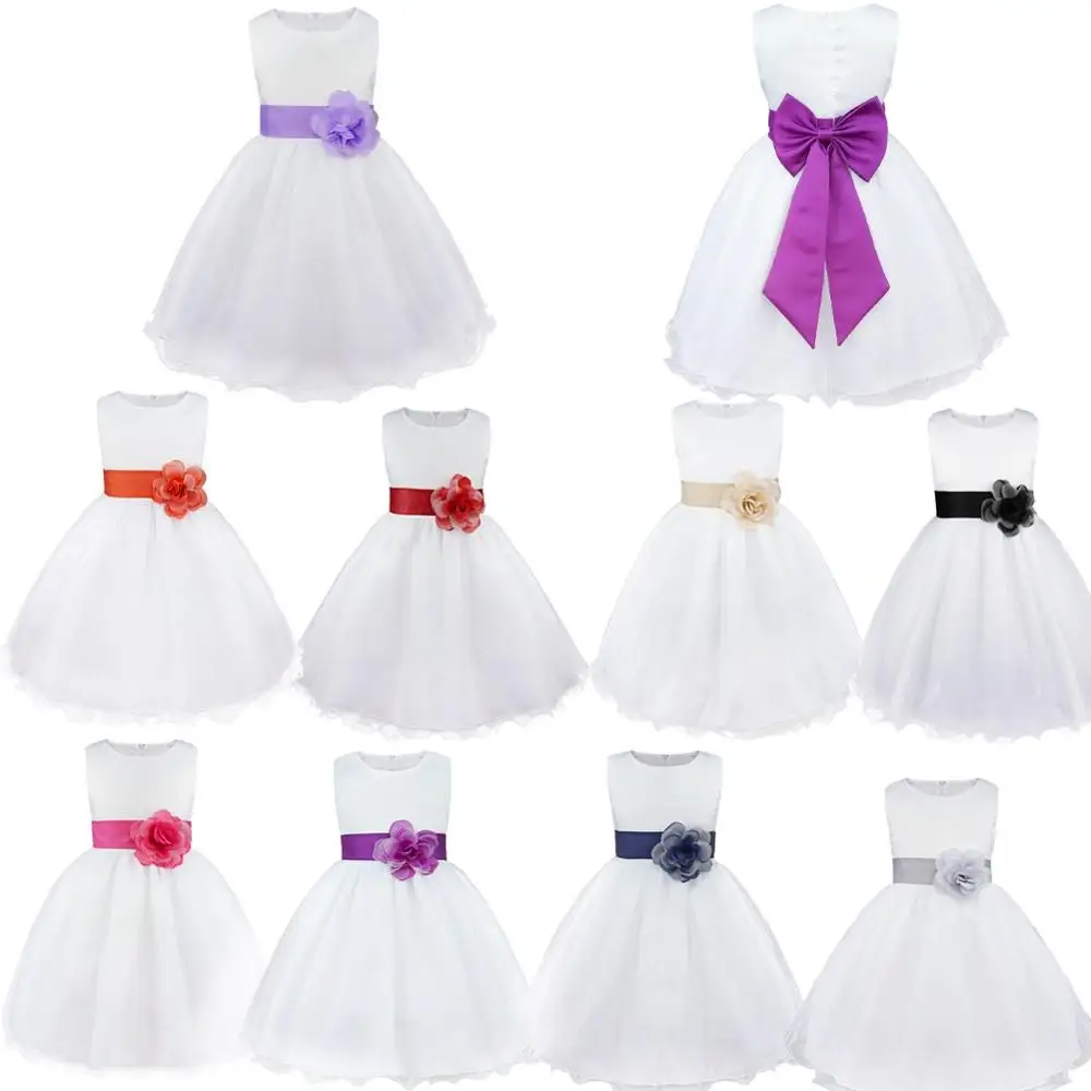 Kids Infant Girls Little Kids Flower Petals Dress Children Bridesmaid Elegant Dress Formal Party Princess Summer Gowns