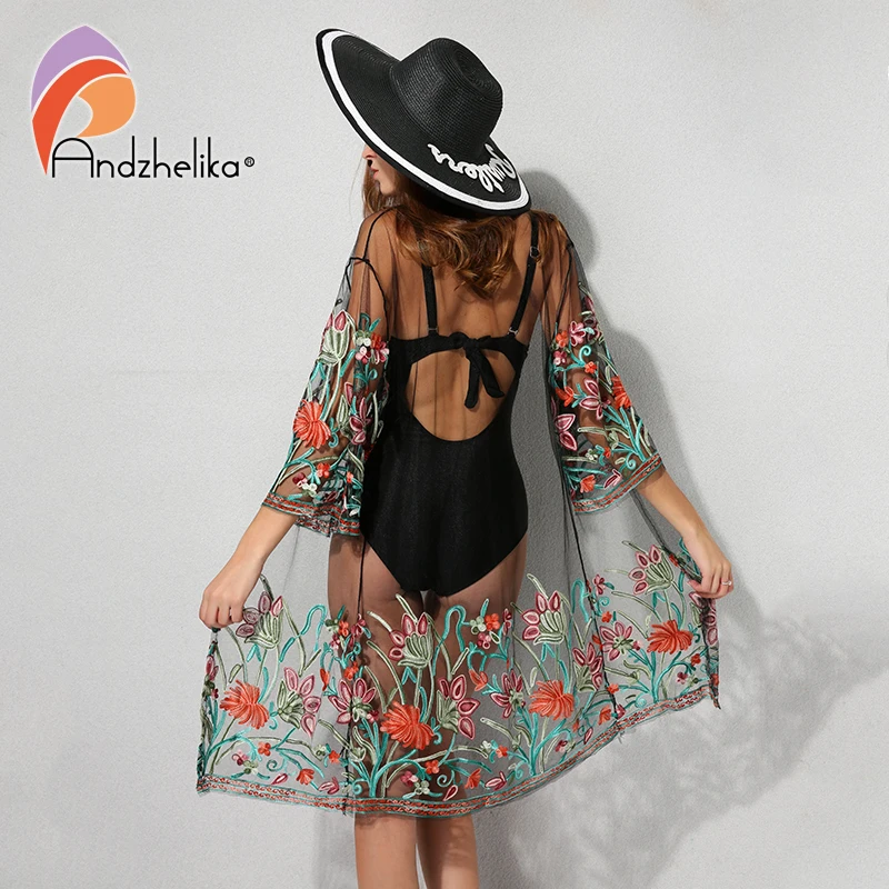 preço Andzhelika 2018 Nova Bikini Capa Ups Mulheres Sexy Vestido Floral Malha Crochet Beachwear Verão Banho Swimwear Swimsuit Cover Up