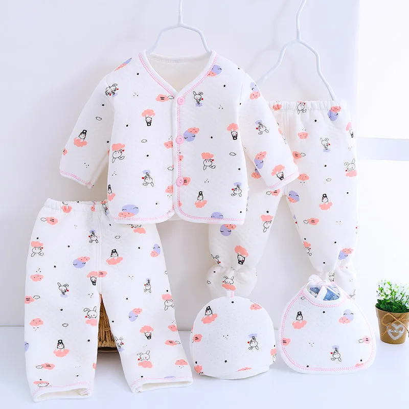 pink rabbit 5 шт./компл. для детей от 0 до 6 месяцев Одежда для новорожденных Infand для маленьких мальчиков и девочек на зиму и весну, Костюмы хлопковые носки с рисунком для малышей и детей, нижнее бельё для девочек подарок - Цвет: pink rabbit