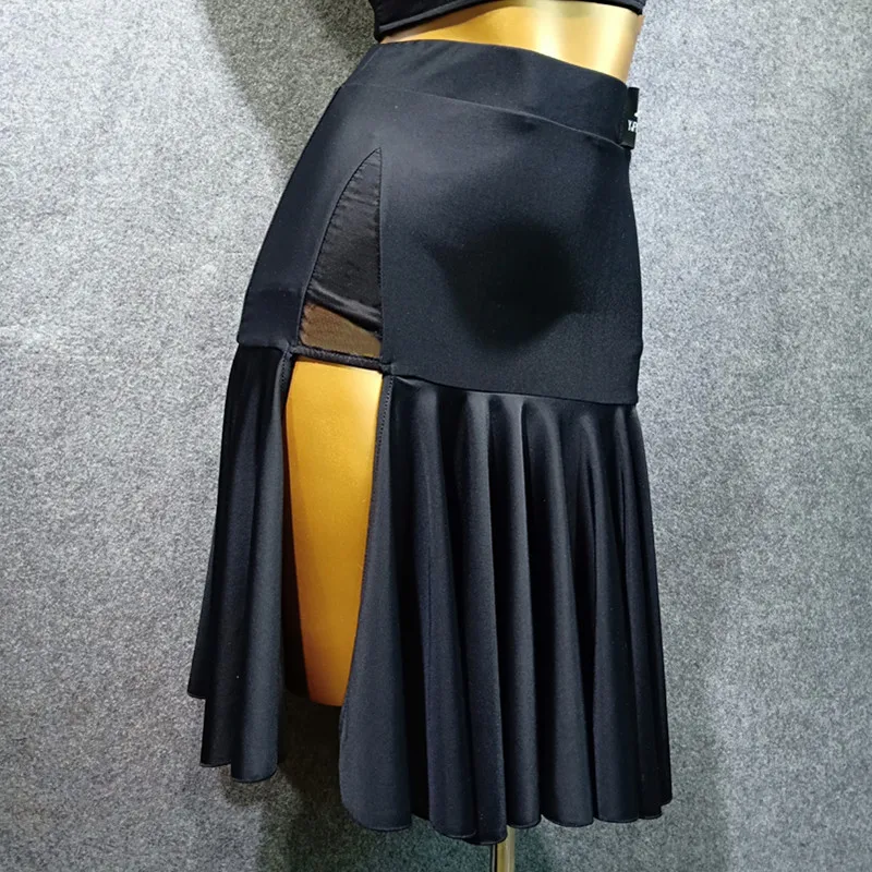 

2019 Latin Dance Skirt For Women Black Skirt Flamengo Rumba/Salsa/Modern Dance Costume Vestido Flecos Adult Dance Skirt VDB448
