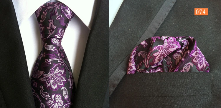 Модный Шелковый галстук 8 см, набор носовых платков, классические галстуки с цветочным узором пейсли, нагрудный Платок для мужчин, деловой Свадебный галстук зеленого синего цвета - Цвет: W74