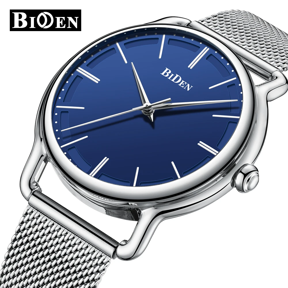 

BIDEN Fashion Mens Watches Stainless Steel Dial Luxury Quartz Analog Male Clock Business Waterproof Men Watch Montre Homme