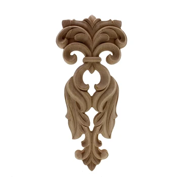 

RUNBAZEF Wood Carved Applique Unpainted Home Decor European Style Fireplace Door God Stage Stigma Pillar Decoration Maison