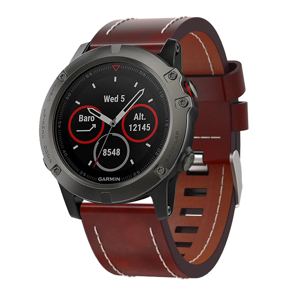 Кожаный ремешок для наручных часов Garmin Fenix 5X/5X Plus 26 мм быстросъемный сменный 5X