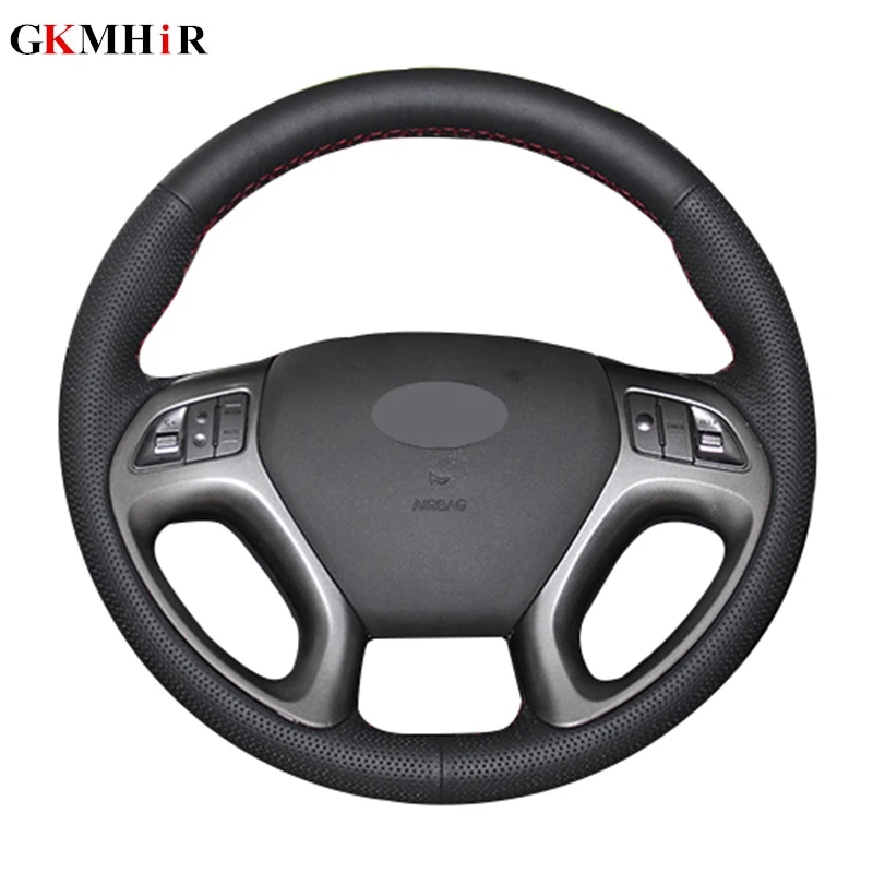 

GKMHiR Soft Steering Cover Artificial Leather Black Car Steering Wheel Cover for Hyundai ix35 Tucson 2011-2015