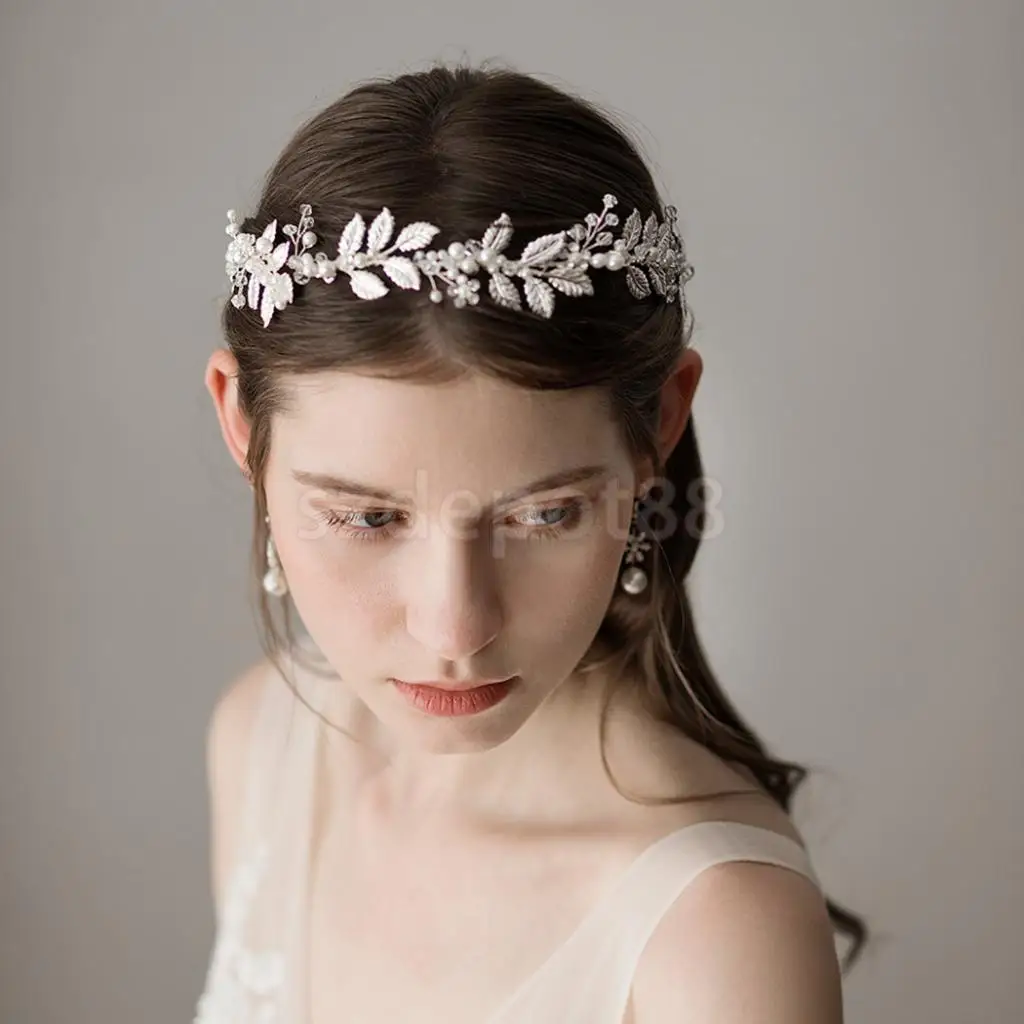 Us 10 49 26 Off Elegant Retro Wedding Bridal Hair Band Leaves Pearls Roman Greek Goddess Headband Party Prom Headpieces In Women S Hair Accessories