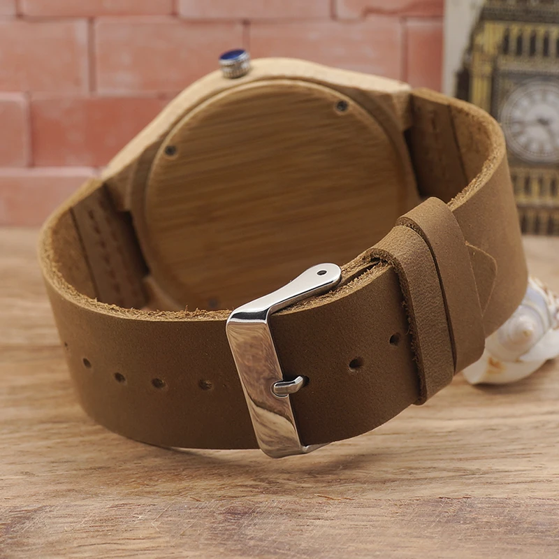 Новые мужские дизайнерские бамбуковые наручные часы с широким ремешком из натуральной воловьей кожи для мужчин и женщин, роскошные деревянные наручные часы в качестве подарка