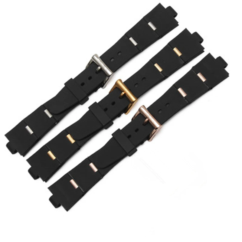 22mm 24mm Men Woman Black With Silver Rose Gold Buckle Silicone Rubber Watch Band Strap For  BVLG Diagono Bracelet Wristband