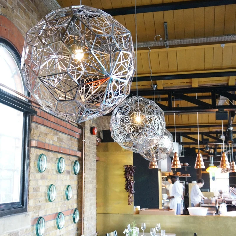 

Etch Web Pendant Light Lamp Diameter 40/ 50CM Copper Silver Dining Room Restaurant Stainless Steel Suspension Lighting Fixture