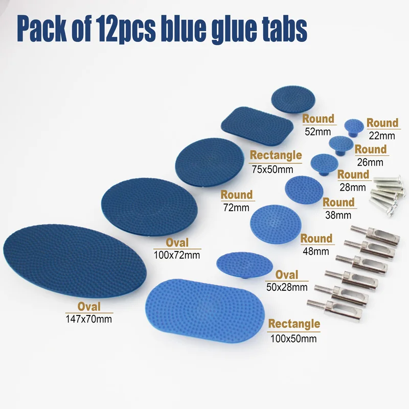 Клей вкладки pdr инструменты для автомобиля тела вмятин ремонт набор для удаления - Цвет: Blue 12pcs