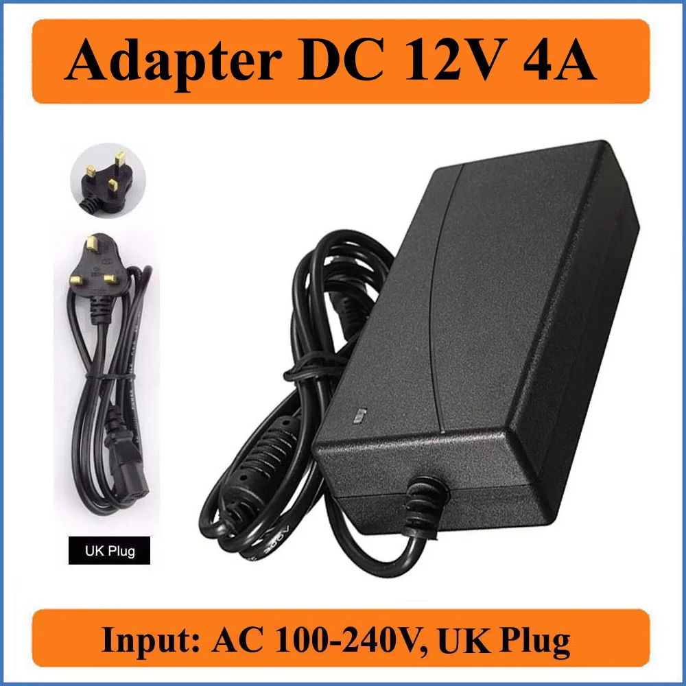 

12V 4A UK Plug AC DC Adapter AC Universal 100-240V to DC12V Charger Power Supply Converter For LED Strip light 5.5x2.1-2.5mm