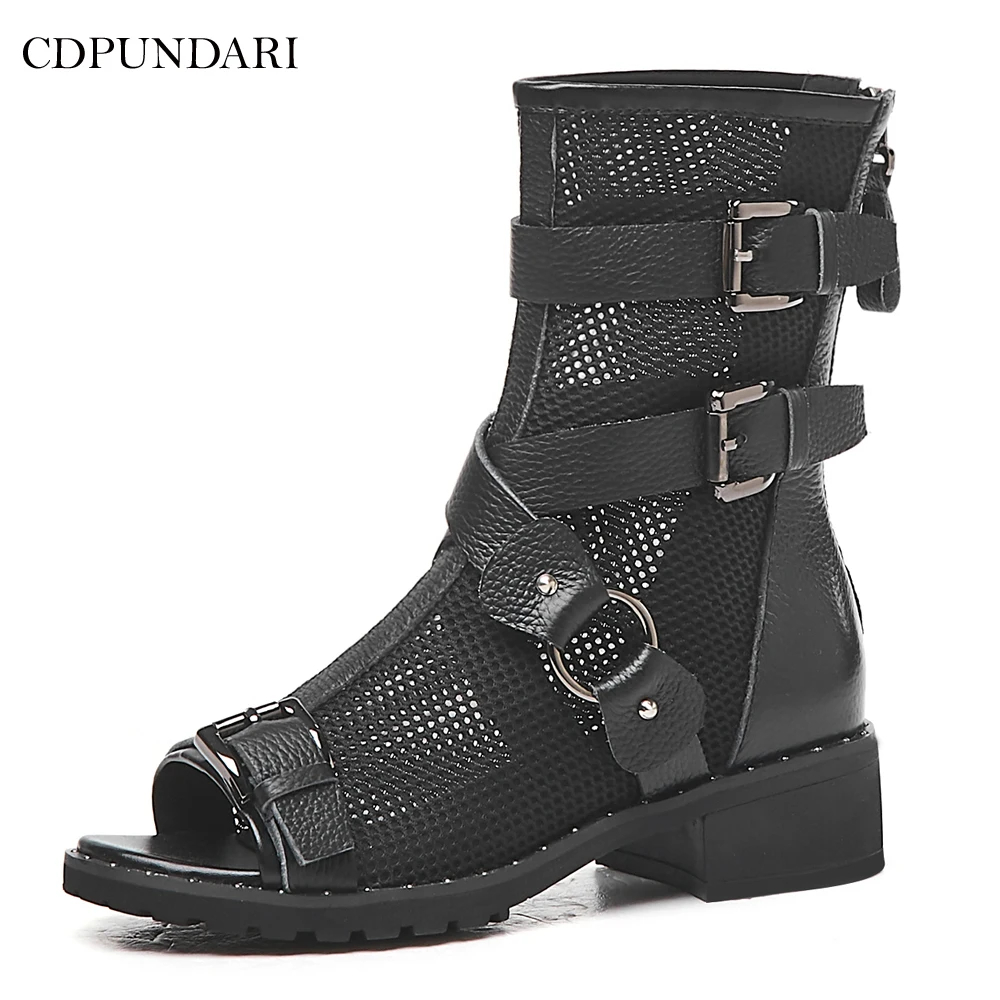 

CDPUNDARI Ladies Genuine Leather Gladiator Sandals women Platform Sandals summer shoes woman 2019