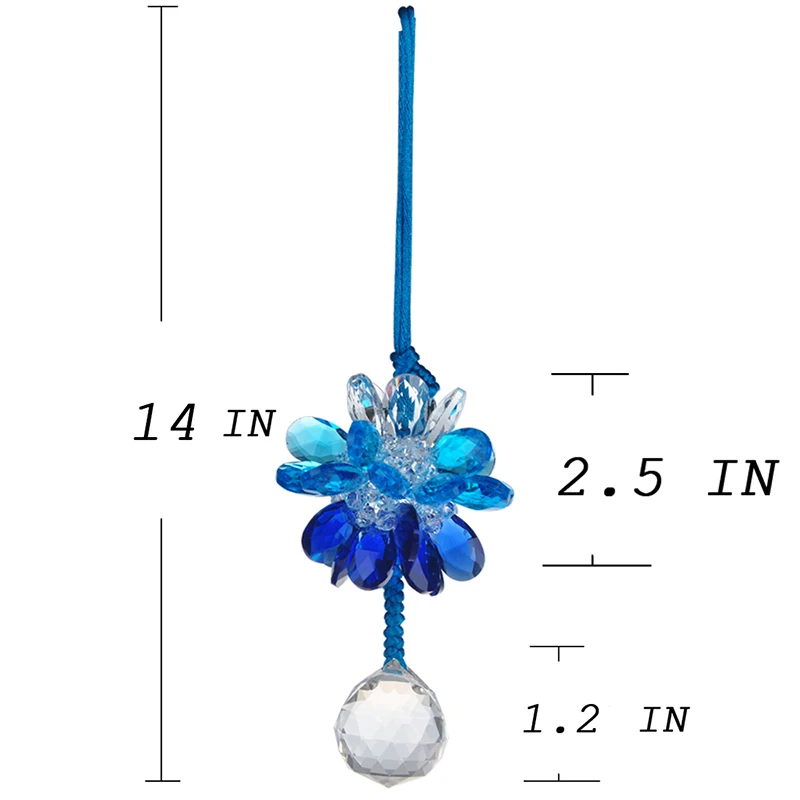 Прозрачные многогранные шарики синяя бусина 14*2,5 дюймов люстра кулон K9 призмы-кристаллы аксессуары для дома в стиле «Ловца снов» для окна автомобиля Декор