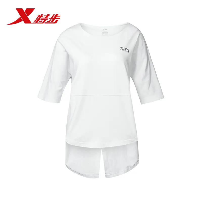 

882228019104 Xtep Women's Short Sleeve T-Sweater 2018 Summer Simple Fashion Sports Loose Casual Five-Sleeve Solid Color
