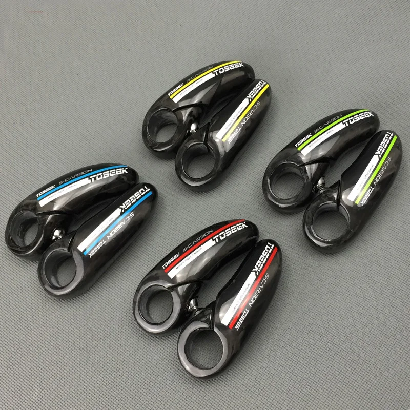 TOSEEK 3K Carbon Fiber Bicycle Bar Ends Handlebar glossy Mountain Bike