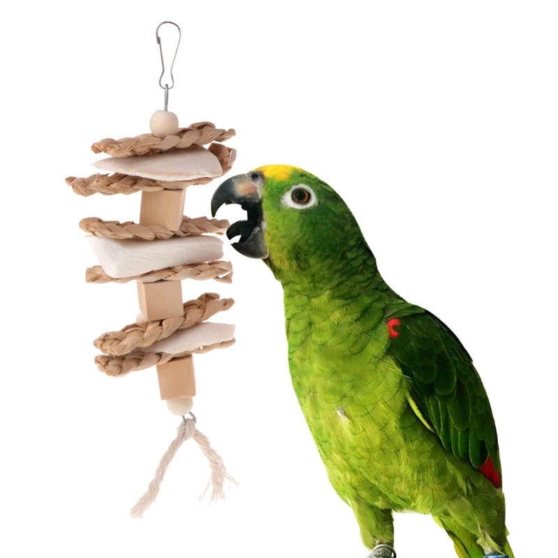 Игрушка попугай дерево жевательно-кусательная скребок трава кулон подвесная клетка животное птица попугай