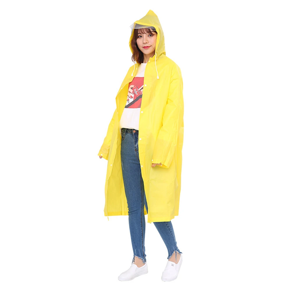 Модный EVA женский плащ утолщенный водонепроницаемый дождевик женский прозрачный походный водонепроницаемый дождевик костюм - Цвет: Цвет: желтый