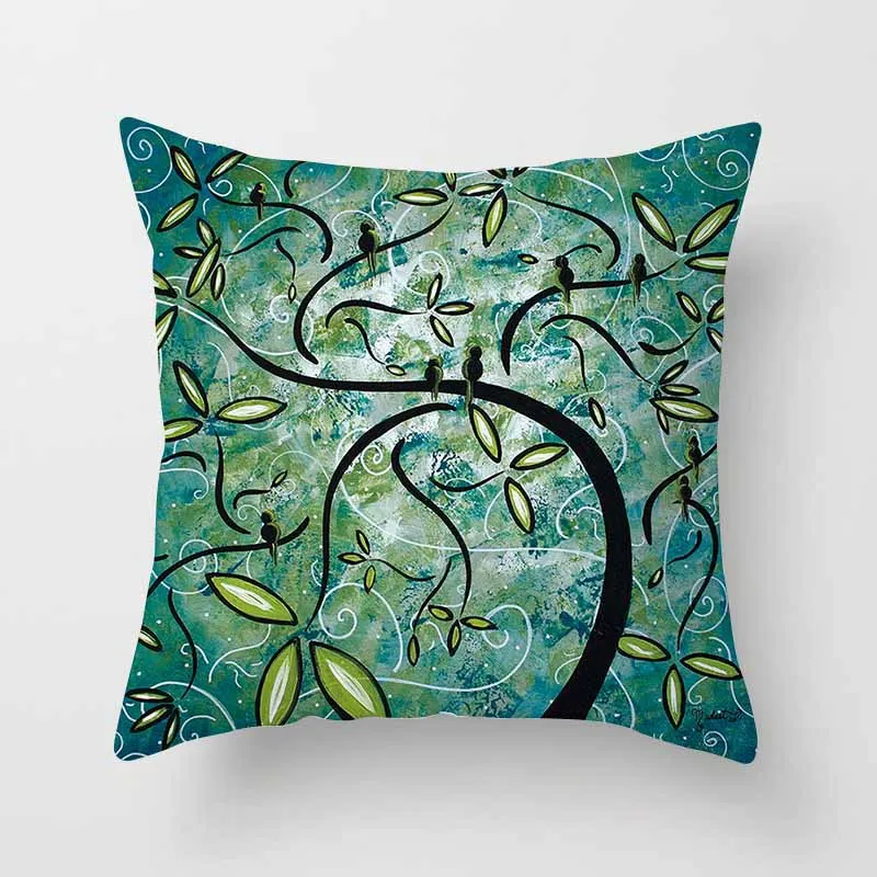 45*45cm Magic tree cushions pillowcase 32colors square pillow case linen waist cushion cover 3D Colorful creative pillowcases