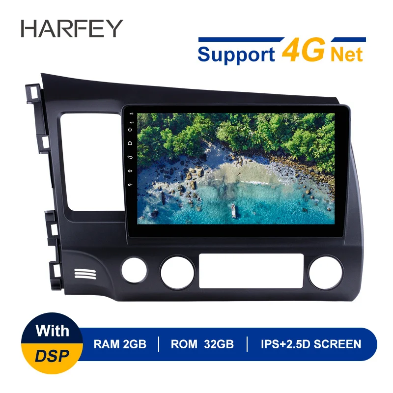 Harfey 10 1 дюймов Android 8 GPS-навигация Радио для Honda Civic(LHD) 2006-2011 1024*600 HD сенсорный IPS Экран