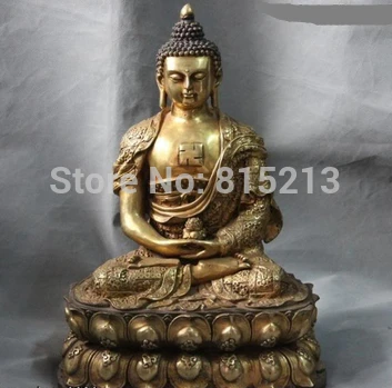 bi0011830 Tibet Buddhism Temple Copper Bronze Gild Amitabha Rulai Sakyamuni Buddha Statue | Дом и сад