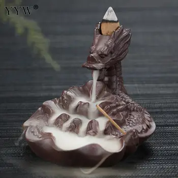 

Dragon Incense Burner Waterfall Crafts Dragon Incienso Traditional Zen Incense Holder Dragon Decoration Censer Office Yoga Decor