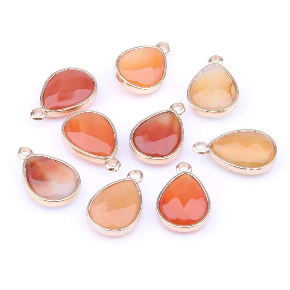 Оптовая продажа капли воды форма натуральный камень RoseQuartz/тигровые глаза кулон