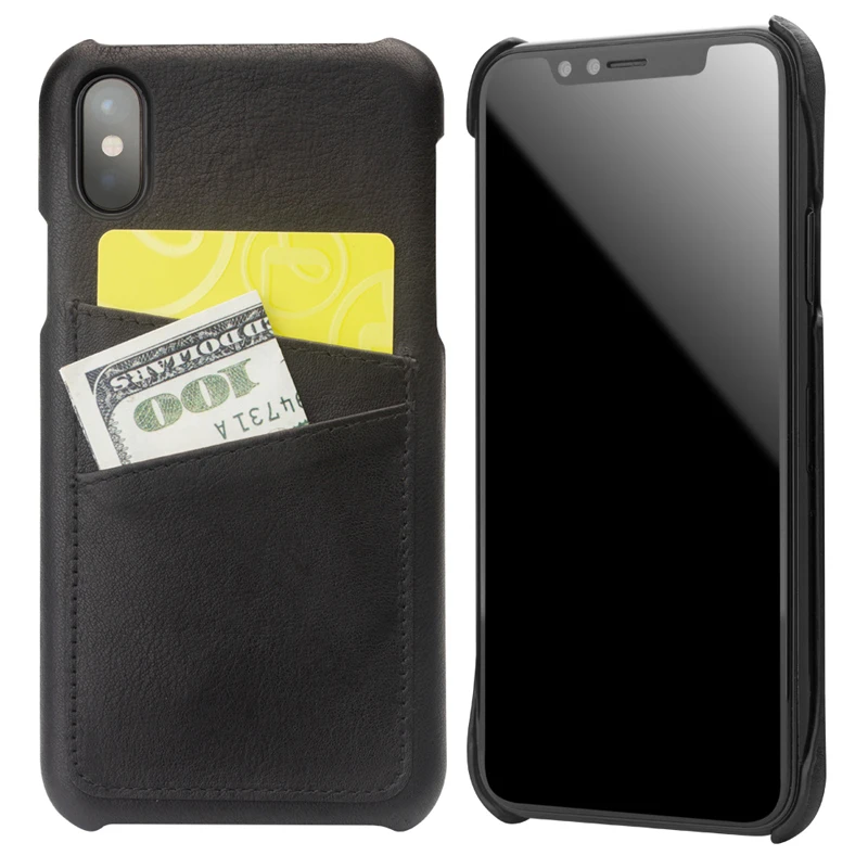 QIALINO Модный Роскошный чехол из натуральной кожи для iPhone X со слотом карт ручной