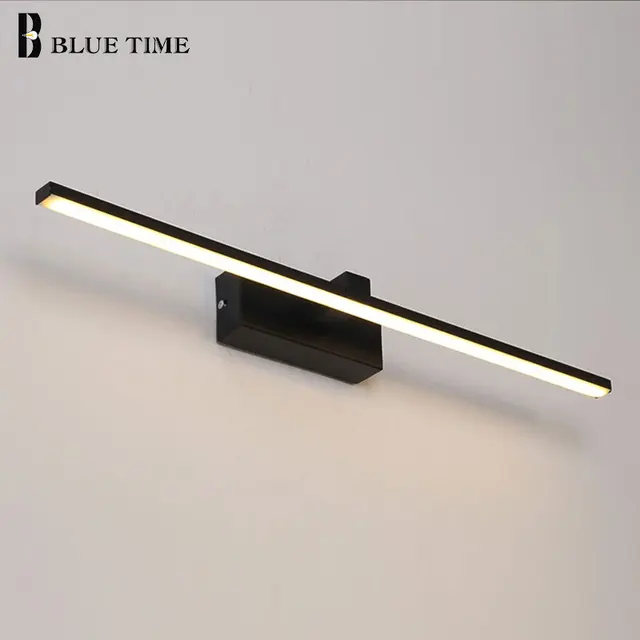 Wall Sconce LED ไฟผนังสีดำและสีขาว Bathrroom โคมไฟติดตั้งภายในบ้านโมเดิร์นขนาดใหญ่ L100 80 60 40 ซม.Lustres