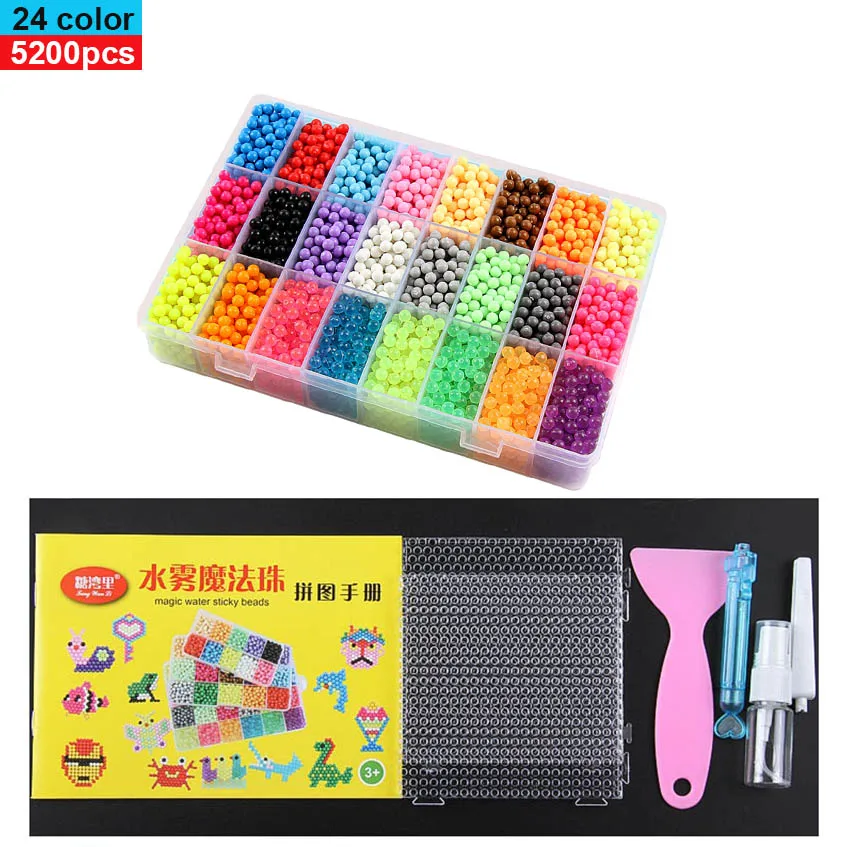 5200pcs 24 colors beads puzzle Crystal color DIY beads water spray set ball games 3D handmade magic toys for kids manualidades 9