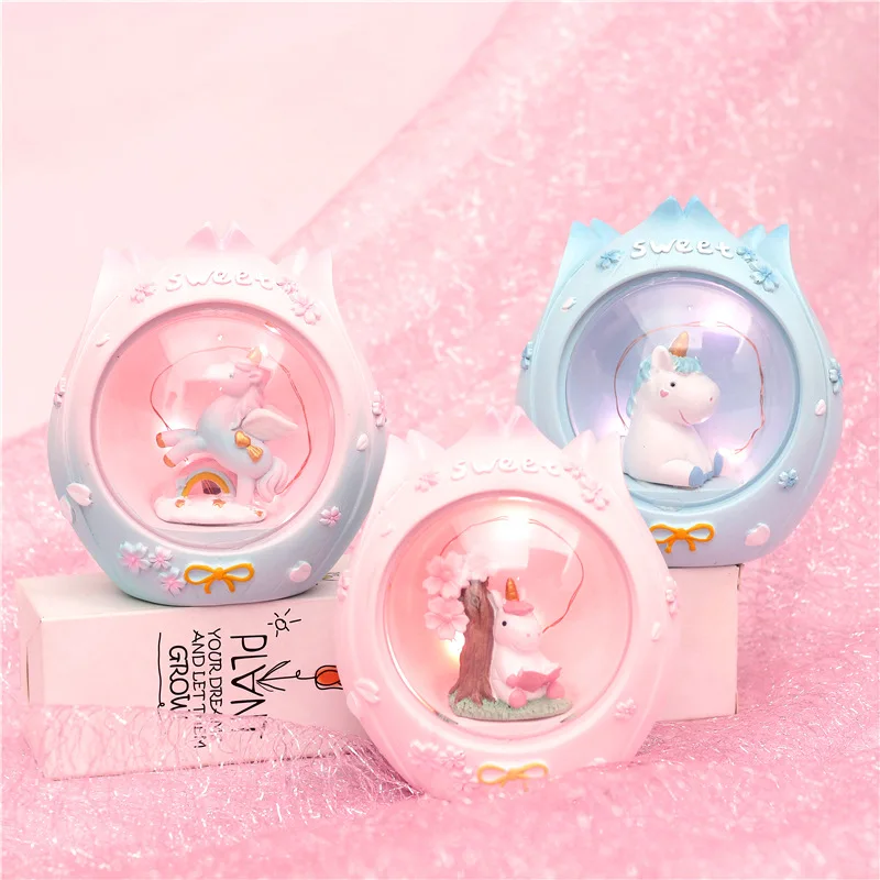 

Cartoon Resin LED sakura Unicorn Nightlight Birthday Gift for Girls Children's Room Decoration Christmas Gift