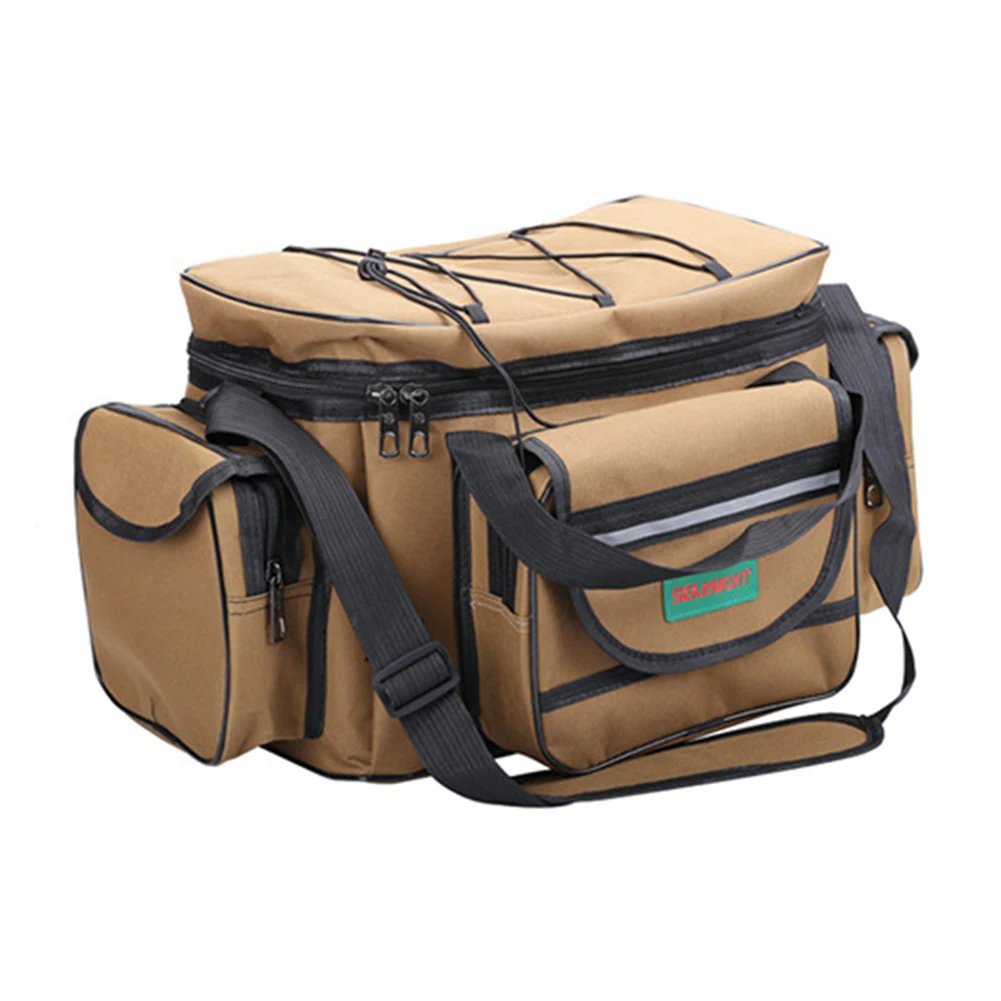 

Lightweight Camping Single Shoulder Nylon Outdoor Hiking Waterproof Wear Resistant Tackle Zipper Closure Fishing Bag Crossbody