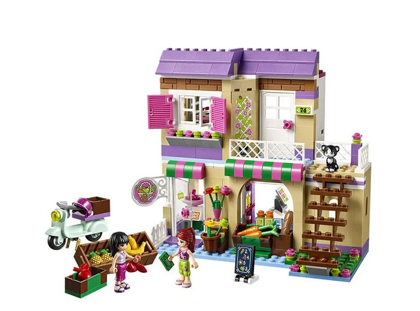 

2017New Friends Heartlake Food Market Building Blocks Girls Mia Maya Toys for Children Compatible With 41108 Bricks Gift