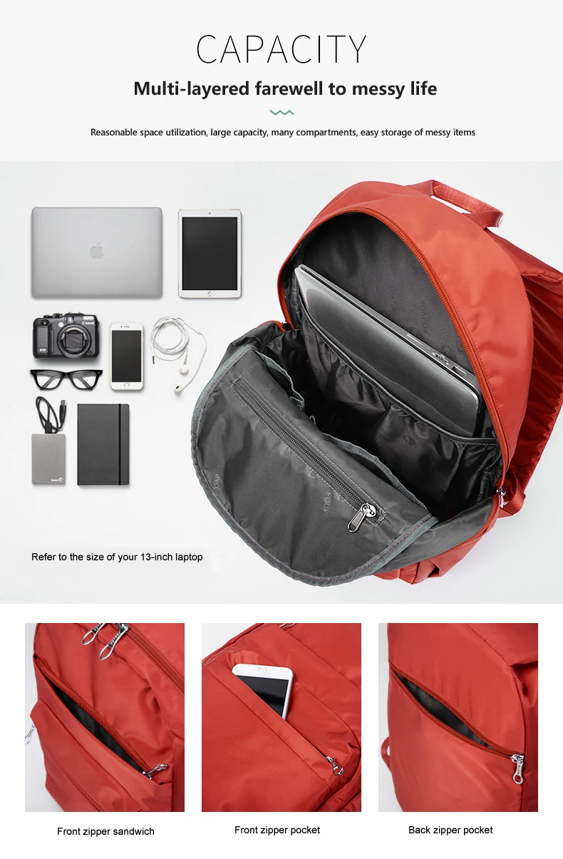 Fouvor de Nylon Antirroubo para Computadores Mochila Unissex Bolsa Escolar Impermeável 5 High Quality Bolsas e Malas