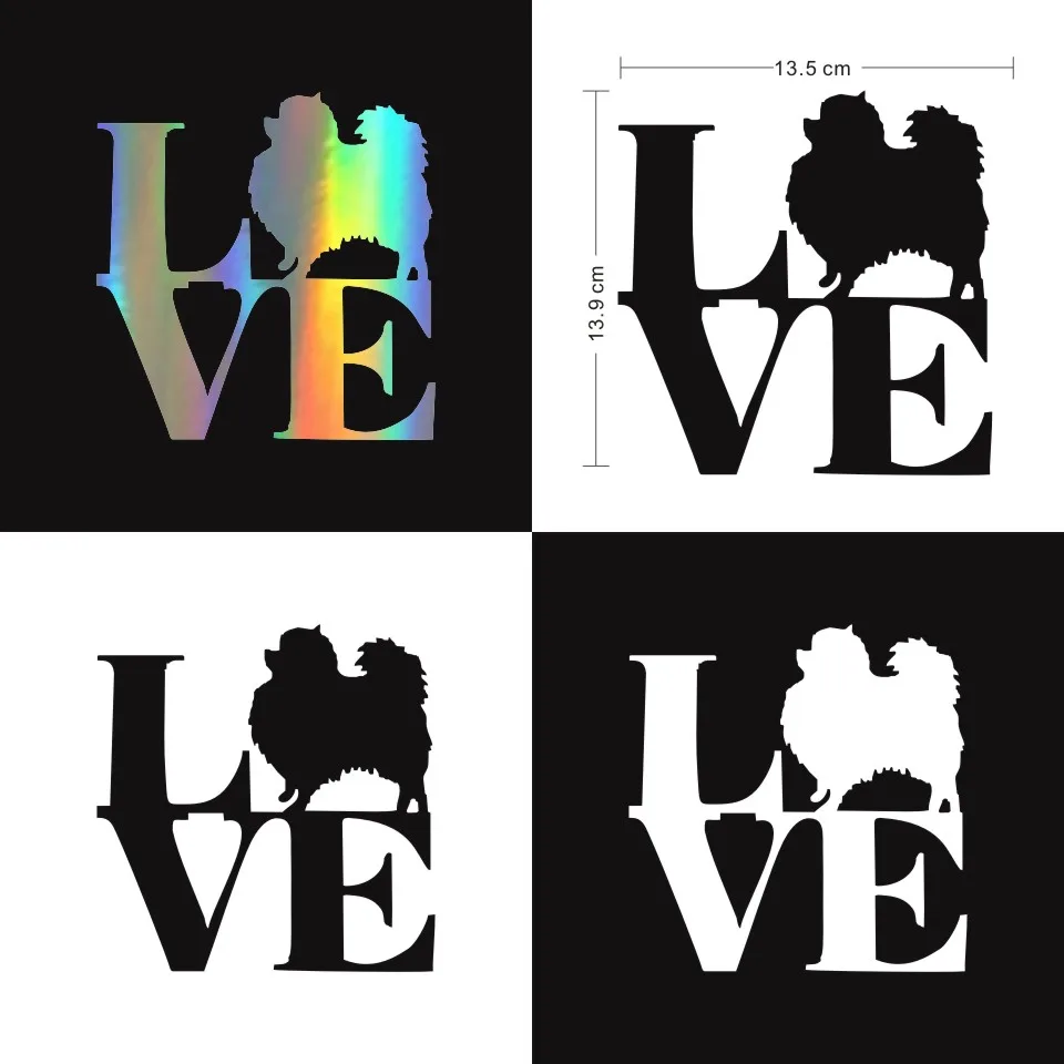 Anycuros Creative Personality Fashion LOVE Pomeranian Car Sticker 13.5cm13 (2)