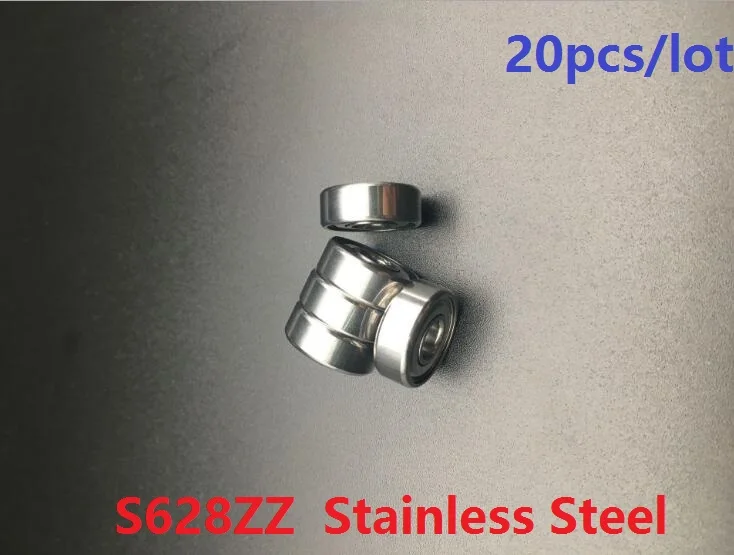 

20pcs ABEC-5 S628ZZ S628 ZZ 8*24*8mm Stainless steel Ball bearing Miniature Stainless steel Deep Groove Ball Bearings 8x24x8mm