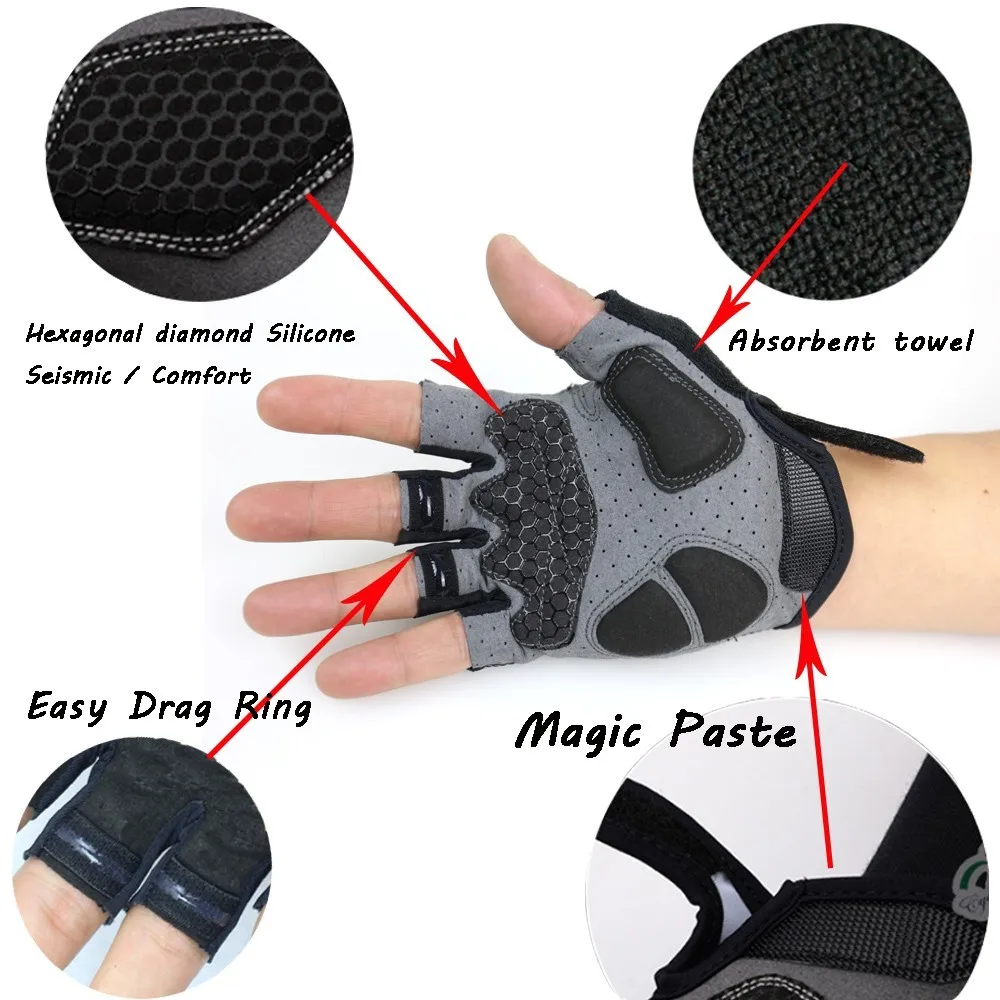 Лето Половина Finger Ciclismo guantes велосипедные перчатки дышащая спортивная велосипедные перчатки MTB велосипед перчатки Cavalcare Guanti