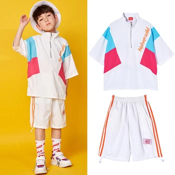 

Boys Ropa Hip Hop Dance Clothing Chlidren Stage Costumes Kids Street Dancewear Drum T Stage Show Children Dance Costume BL1537